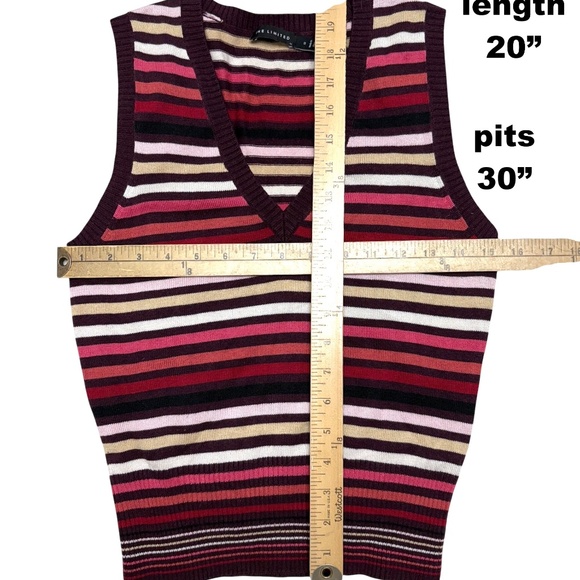 vest top THE LIMITED XS/S vintage striped V neck pullover silk blend fine knit - Picture 6 of 8